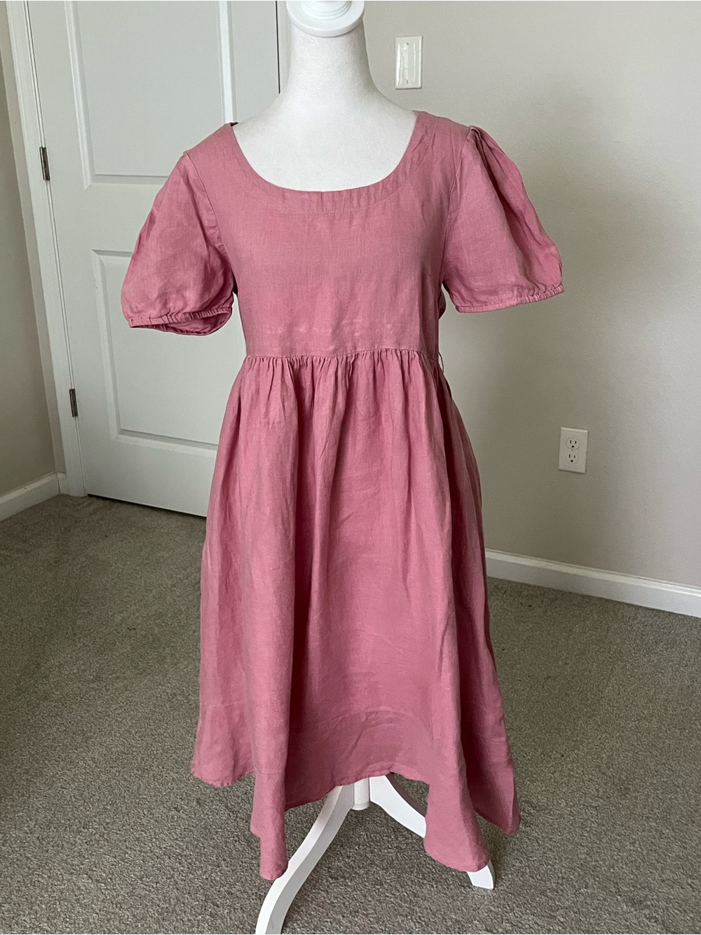 NWT Quince Maternity 100% European Linen Midi Dress in Mauve Mist Size Medium